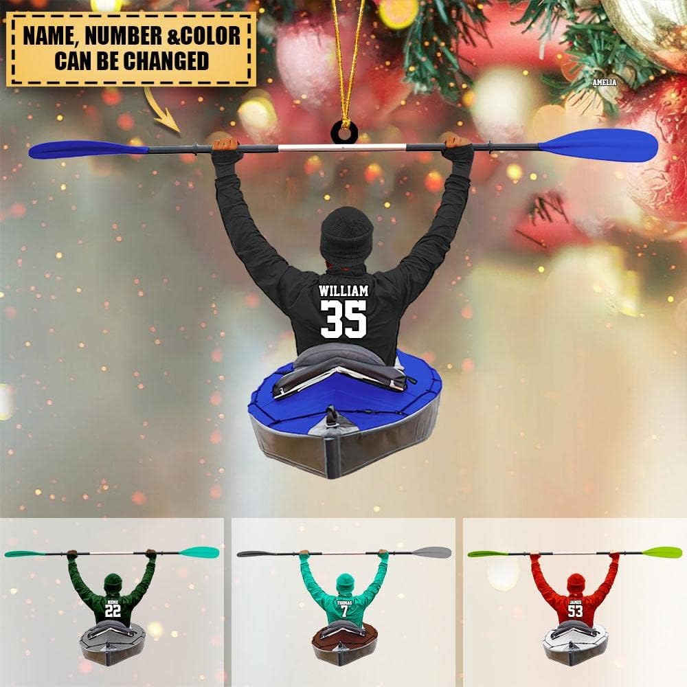 Customized Kayak Man Players Acrylic Christmas Ornament For Kayak Players - Gift For Kayak Lovers