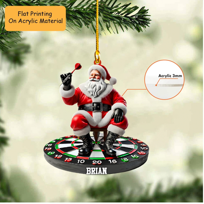 Personalized Christmas Dart Ornament, Santa Sitting On Dart Board Christmas, Custom Ornament Christmas Gift, Keychain Dart Christmas, Car Ornament Dart Christmas