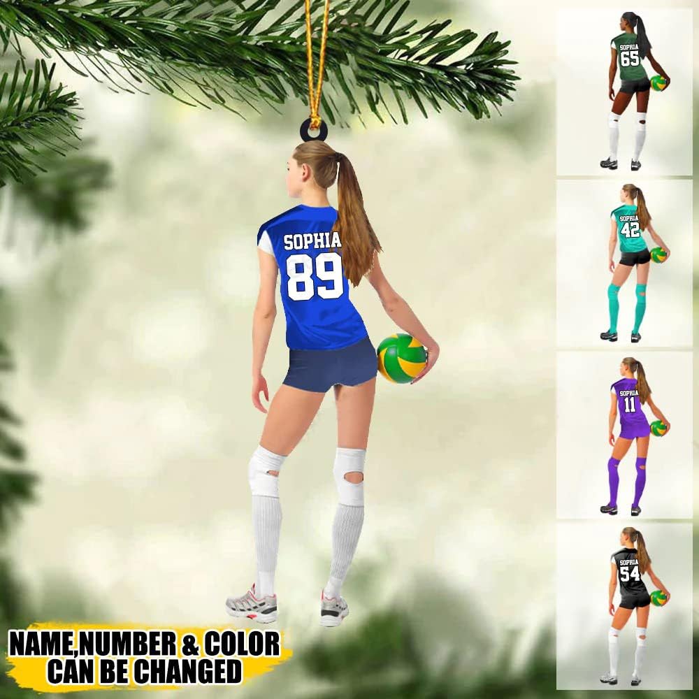 Personalized Girl Volleyball Players Holding Ball Acrylic Ornament - Gift For Volleyball Players, Woman, Female