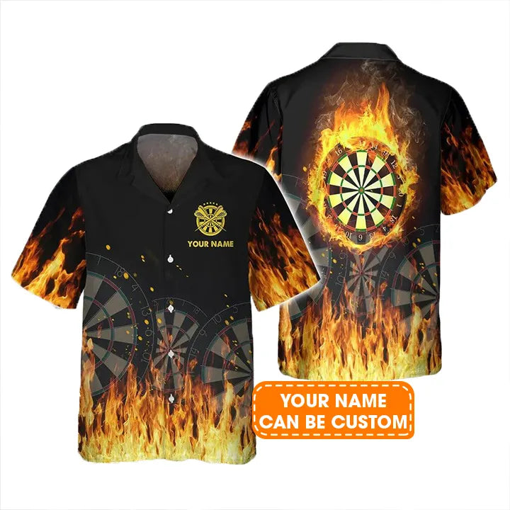 Customized Darts Hawaiian Shirt, Darts Flame, Personalized Name Hawaiian Shirt For Men - Perfect Gift For Darts Lovers, Darts Players