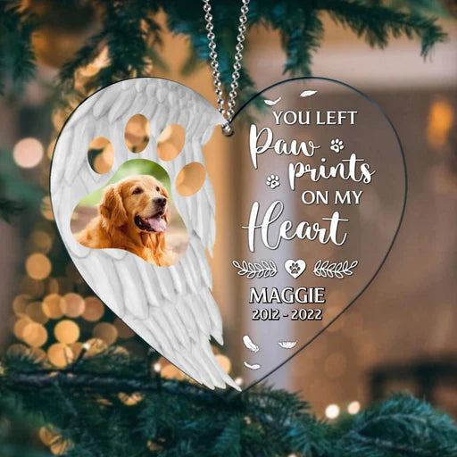 Custom Pet Photo Heart Acrylic Ornament, Personalized Dog Photo Acrylic Ornament - Memorial Gift For Pet Lovers, Dog Lovers, Pet Owners