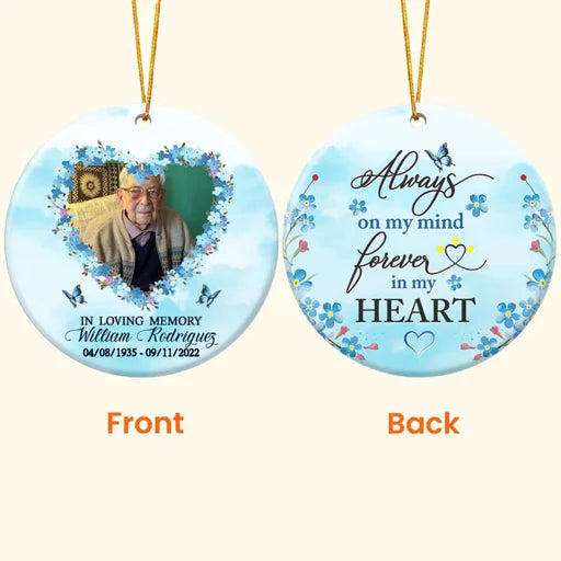 Customized Dad Photo Circle Ceramic Ornament, Custom Mom Photo Ceramic 2-Sides Ornament- Memorial Gift For Dad, Mom, Family Members