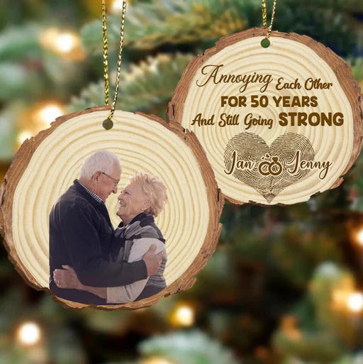 Customized Couple Photo Wooden Ornament, Personalized Parents Photo Wood Ornament - Christmas Gift For Couple, Lovers, Parents, Anniversary