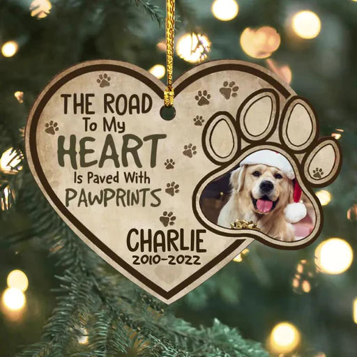 Personalized Pet Photo Heart Wooden Ornament, Customized Dog Photo Wood Ornament - Memorial Gift For Dog Lovers, Pet Lovers, Pet Owners