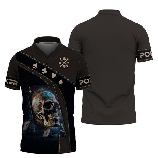 Customized Poker Shirt, Dark Skull Ace Card Shirts, Perfect Outfit For Poker Players