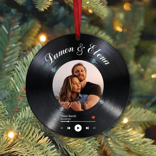 Personalized Song With Photo Aluminum Ornament, Custom Couple Photo Aluminum Ornament - Best Gift For Lovers, Couple, Music Lovers, Birthday Gift