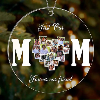 Custom Mom Photo Circle Acrylic Ornament, Customized Memorial Photo Acrylic Ornament - Memorial Gift For Mom, Dad, Family, Friends