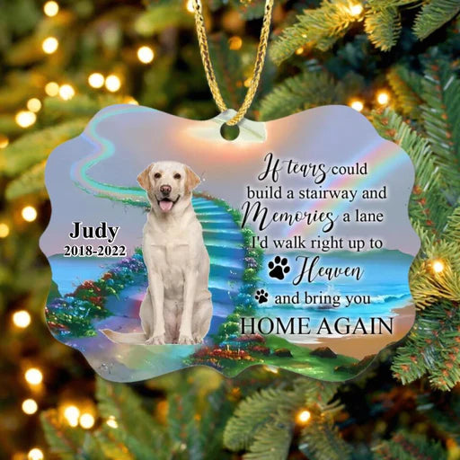 Custom Dog In Heaven Photo Aluminum Ornament, Customized Pet Photo Aluminum Ornament - Memorial Gift For Dog Lovers, Cat Lovers, Pet Lovers