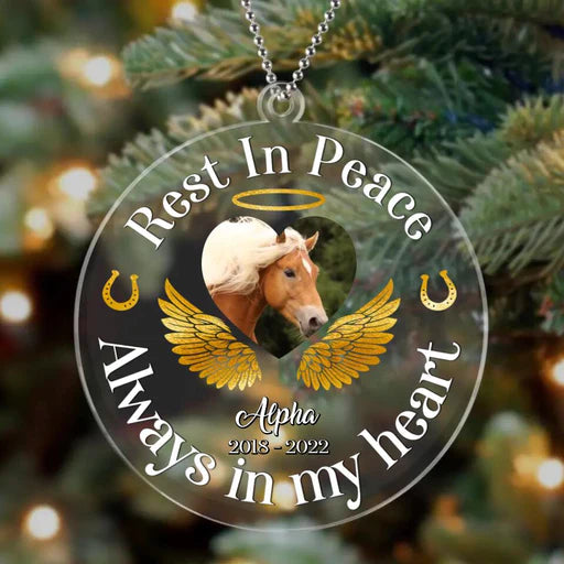 Customized Horse Photo Circle Acrylic Ornament, Custom Pet Photo Acrylic Ornament, Rest In Peace - Christmas Gift For Horse Lovers, Pet Lovers