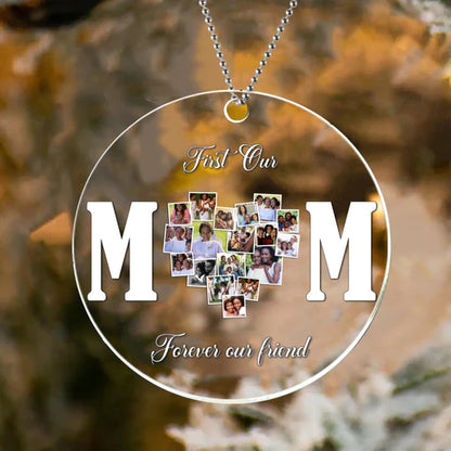 Custom Mom Photo Circle Acrylic Ornament, Customized Memorial Photo Acrylic Ornament - Memorial Gift For Mom, Dad, Family, Friends