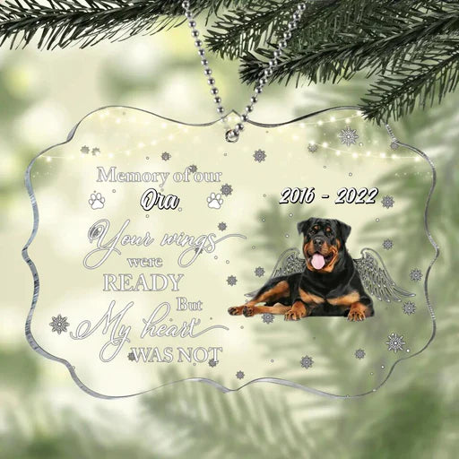Personalized Dog Photo Rectangle Acrylic Ornament, Customized Pet Angel Wings Photo Acrylic Ornament  - Memorial Gift For Dog Lovers, Pet Lovers