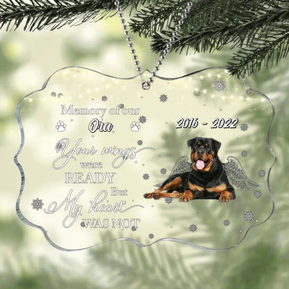Personalized Dog Photo Rectangle Acrylic Ornament, Customized Pet Angel Wings Photo Acrylic Ornament  - Memorial Gift For Dog Lovers, Pet Lovers