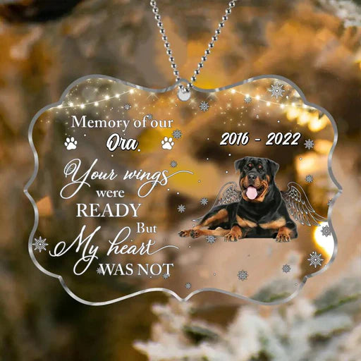 Personalized Dog Photo Rectangle Acrylic Ornament, Customized Pet Angel Wings Photo Acrylic Ornament  - Memorial Gift For Dog Lovers, Pet Lovers