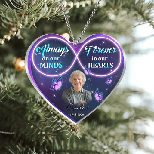 Personalized Mom Photo Heart Acrylic Ornament, Custom Memorial Photo Acrylic Ornament - Memorial Gift For Mom, Dad, Family, Friends