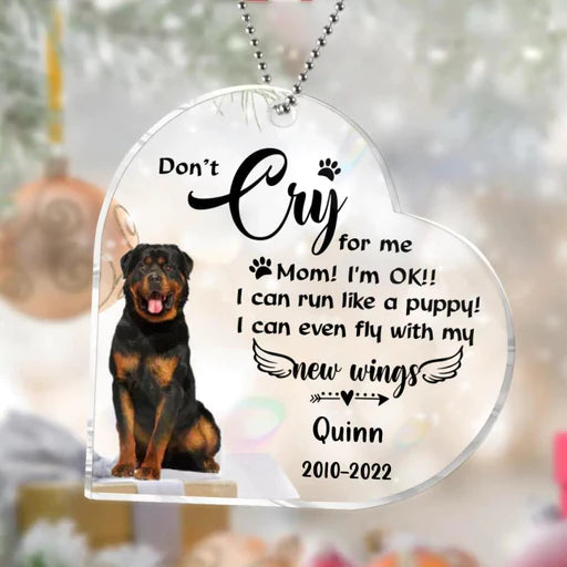 Customized Dog Photo Heart Acrylic Ornament, Custom Pet Photo Acrylic Ornament - Memorial Gift For Dog Lovers, Cat Lovers, Pet Lovers