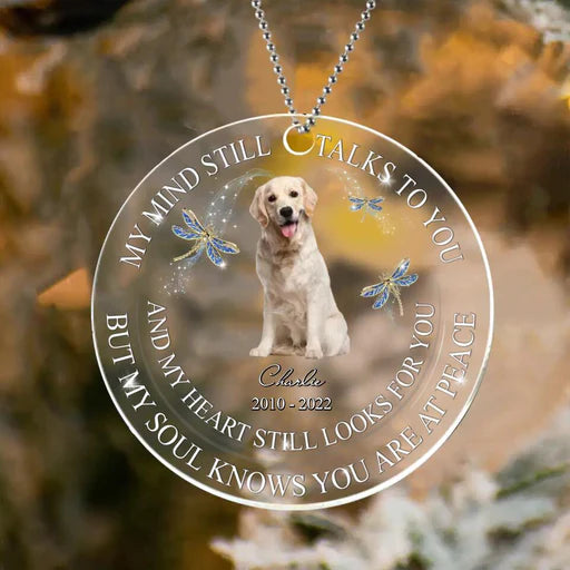 Customized Dog Photo Circle Acrylic Ornament, Custom Memorial Pet Photo Acrylic Ornament - Memorial Gift For Dog Lovers, Pet Lovers