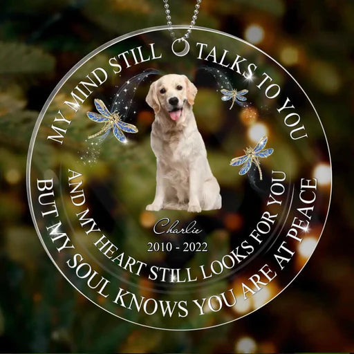 Customized Dog Photo Circle Acrylic Ornament, Custom Memorial Pet Photo Acrylic Ornament - Memorial Gift For Dog Lovers, Pet Lovers