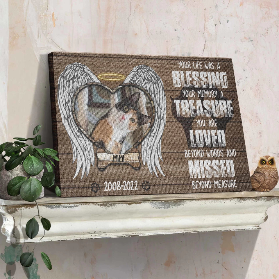 Custom Photo Cat Premium Wrapped Landscape Canvas, Cat Loss Gift, Loss Cat, Personalized Memorial Cat Gifts - Perfect Gift For Cat Lovers, Pet Lovers
