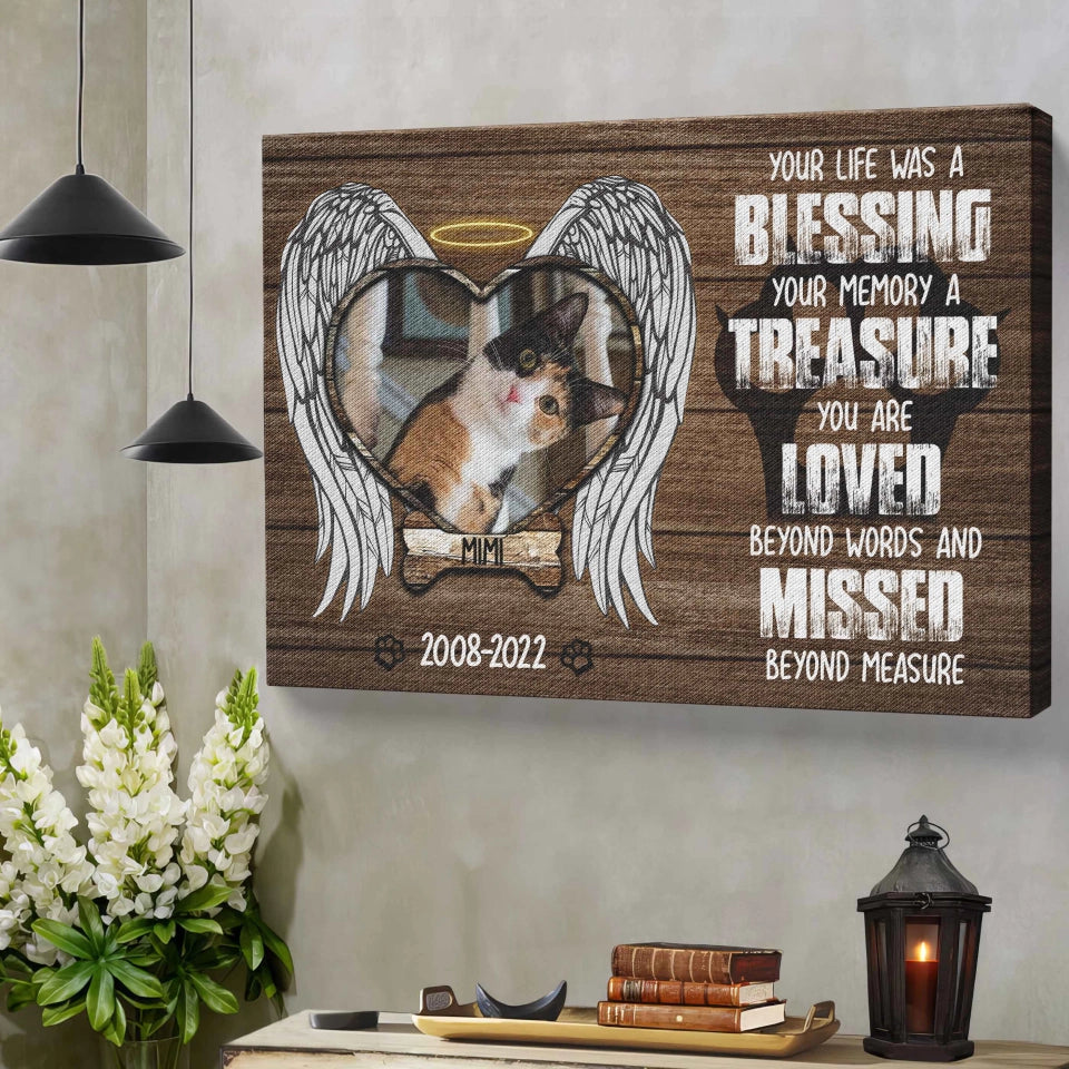 Custom Photo Cat Premium Wrapped Landscape Canvas, Cat Loss Gift, Loss Cat, Personalized Memorial Cat Gifts - Perfect Gift For Cat Lovers, Pet Lovers