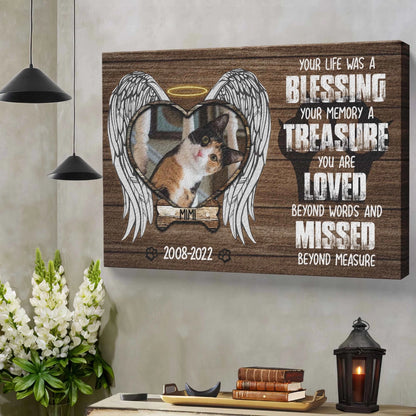 Custom Photo Cat Premium Wrapped Landscape Canvas, Cat Loss Gift, Loss Cat, Personalized Memorial Cat Gifts - Perfect Gift For Cat Lovers, Pet Lovers