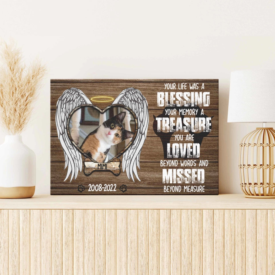 Custom Photo Cat Premium Wrapped Landscape Canvas, Cat Loss Gift, Loss Cat, Personalized Memorial Cat Gifts - Perfect Gift For Cat Lovers, Pet Lovers