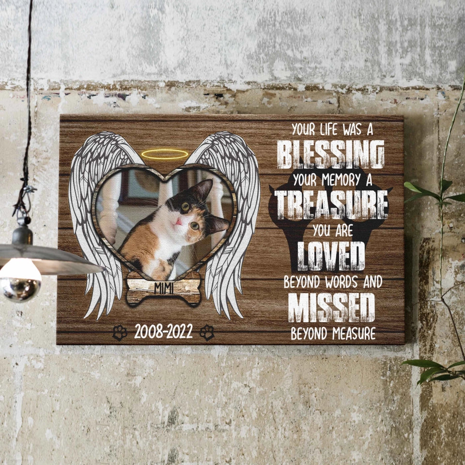 Custom Photo Cat Premium Wrapped Landscape Canvas, Cat Loss Gift, Loss Cat, Personalized Memorial Cat Gifts - Perfect Gift For Cat Lovers, Pet Lovers
