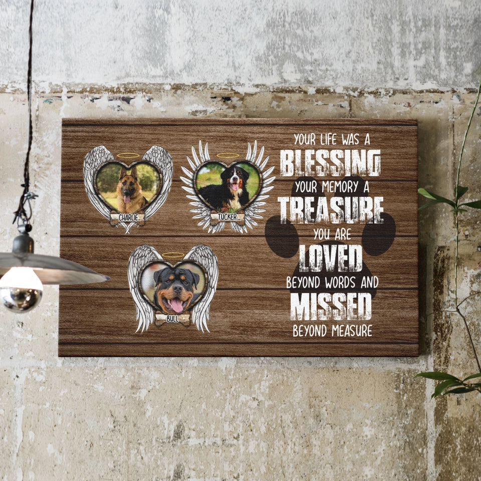 Custom Photo Dog Landscape Canvas, Pet Loss Gift, Personalized Dog Memorial Gifts, Dog Sympathy Wart Art - Memorial Gift For Dog Lovers, Pet Lovers