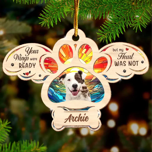 Personalized Memorial Dog Photo Wooden Ornament, Custom Pet Photo Wood Ornament - Memorial Gift For Dog Lovers, Pet Lovers, Christmas