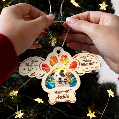 Personalized Memorial Dog Photo Wooden Ornament, Custom Pet Photo Wood Ornament - Memorial Gift For Dog Lovers, Pet Lovers, Christmas