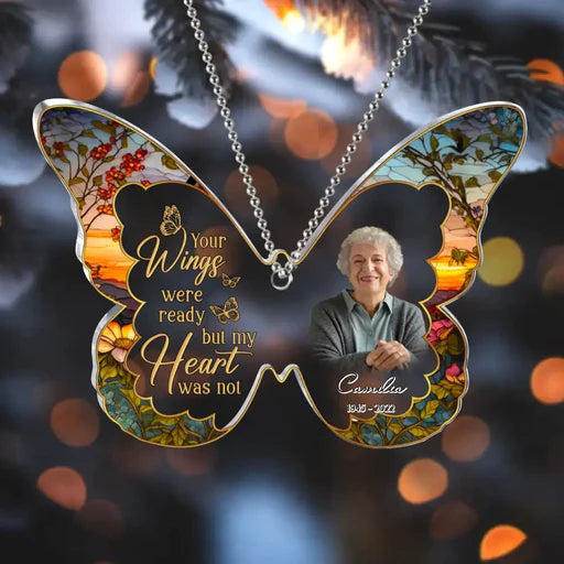 Personalized Memorial Photo Butterfly Acrylic Ornament, Custom Mother Photo Acrylic Ornament - Memorial Gift For Mother, Father, Family, Friends