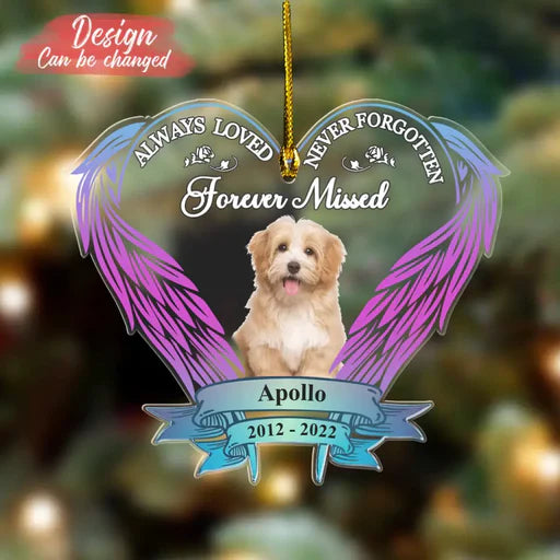 Custom Dog Photo Angel Wings Acrylic Ornament, Customized Memorial Pet Photo Acrylic Ornament - Memorial Gift For Dog Lovers, Pet Lovers, Dog Owners
