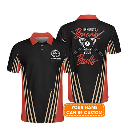 Billiard Men Polo Shirt Custom Name - Billiard Pool 8 Ball Personalized Polo Shirt For Men - Gift For Billiard Players, Billiard Lovers