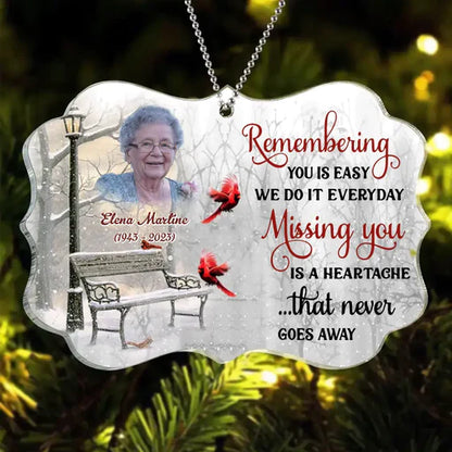 Customized Mom Photo Acrylic Ornament, Personalized Memorial Photo Acrylic Ornament - Memorial Gift For Mom, Dad, Family, Friends