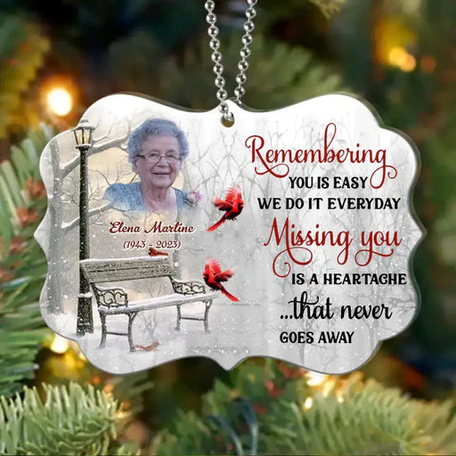 Customized Mom Photo Acrylic Ornament, Personalized Memorial Photo Acrylic Ornament - Memorial Gift For Mom, Dad, Family, Friends