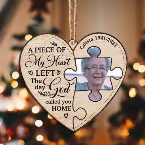 Custom Memorial Photo Wooden Ornament, Personalized Mom Photo Wood Ornament - Memorial Gift For Dad, Mom, Family, Friends