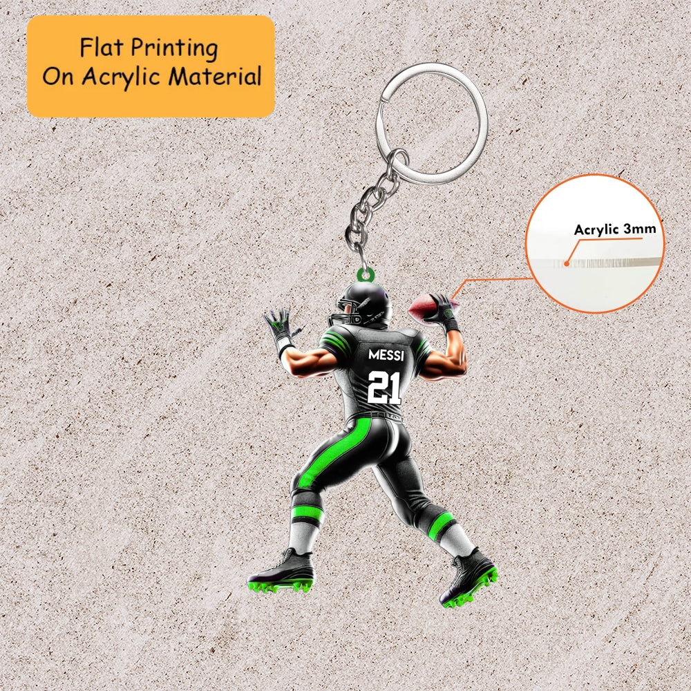 Personalized American Football Christmas Ornament, Muscular Quarterback Throw, Custom Ornament Christmas Gift, Keychain Bowling, Car Ornament Bowling