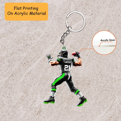 Personalized American Football Christmas Ornament, Muscular Quarterback Throw, Custom Ornament Christmas Gift, Keychain Bowling, Car Ornament Bowling
