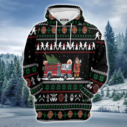 Santa Claus Premium Christmas Hoodie, Firefighter Xmas Unisex Hoodie For Men & Women - Perfect Gift For Christmas, Firefighter, Friends, Family