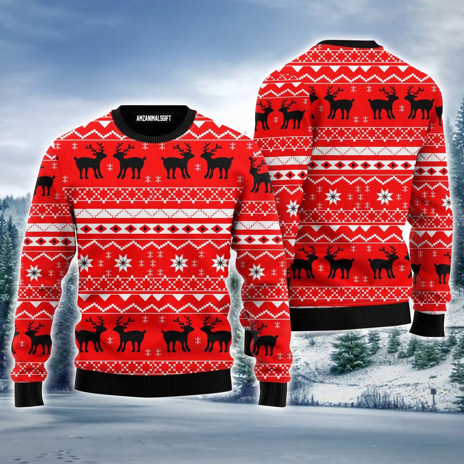 Red Deer Hunting Ugly Sweater For Men & Women, Perfect Outfit For Christmas New Year Autumn Winter