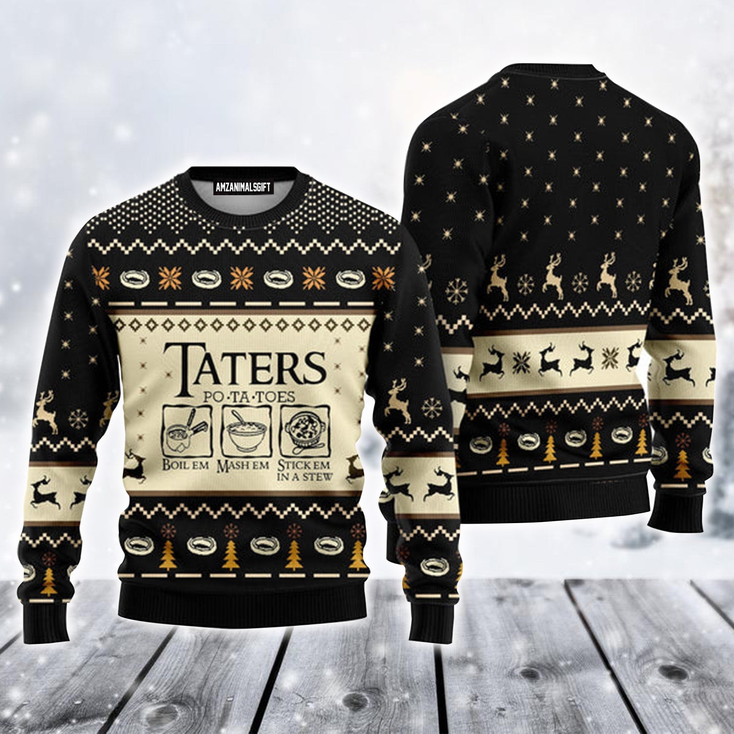 LOTR Christmas Potatoes Taters Black Urly Christmas Sweater, Christmas Sweater For Men & Women - Perfect Gift For Christmas, Family, Friends
