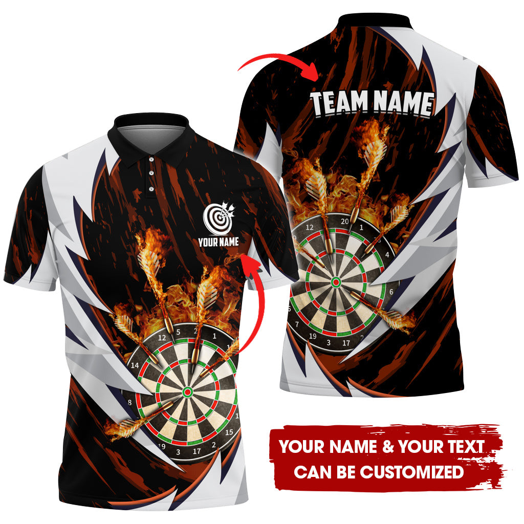 Customized Fire Thunderstorm Darts Men Polo Shirt, Personalized Darts Polo Shirt For Men, Perfect Gift For Darts Lovers, Darts Players