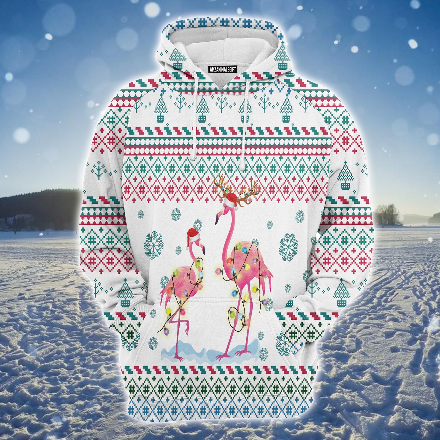 Flamingo Christmas Reunion Premium Christmas Hoodie, Funny Christmas Unisex Hoodie For Men & Women - Perfect Gift For Christmas, Friends, Family