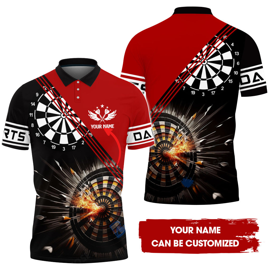 Customized Red Darts Men Polo Shirt, Custom Darts For Team Polo Shirt For Men, Perfect Gift For Darts Lovers, Darts Players
