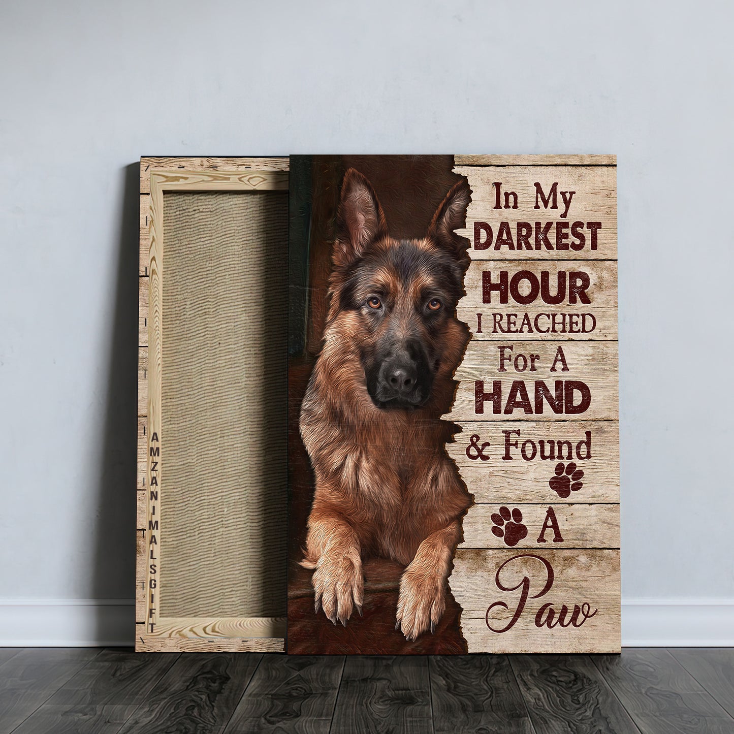 German Shepherd Premium Wrapped Portrait Canvas - German Shepherd Dog Drawing, In My Darkest Hour - Gift For German Shepherd Lovers, Dog Lovers