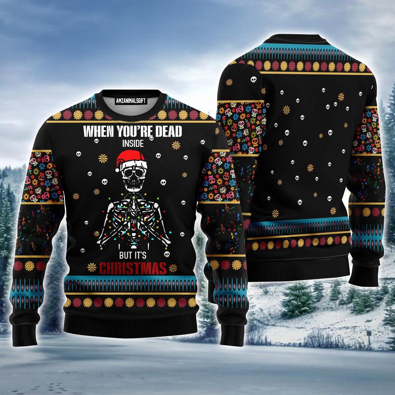 Skeleton Merry Christmas Ugly Sweater For Men & Women, Perfect Outfit For Christmas New Year Autumn Winter