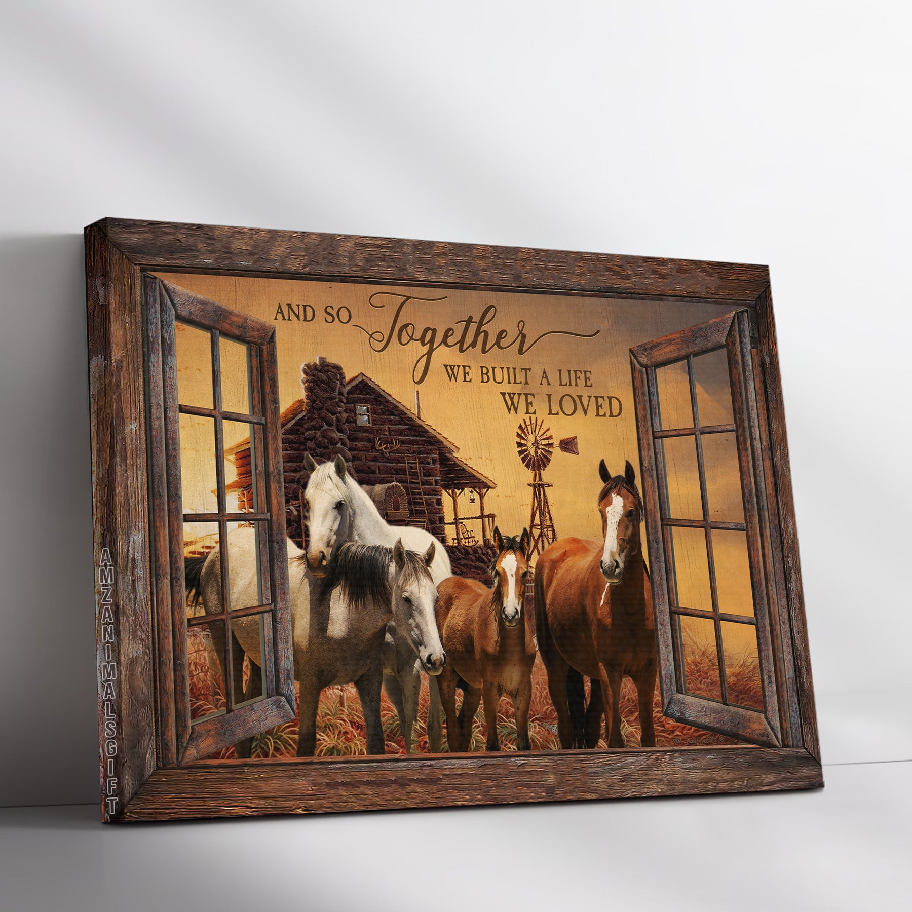 Horse & Jesus Premium Wrapped Landscape Canvas - Horse Painting, Farmhouse, And So Together We Built A Life We Loved - Gift For Christian, Horse Lovers