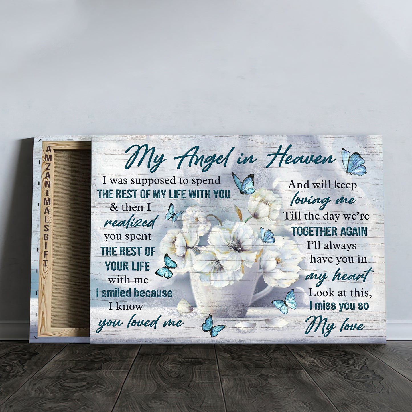 Memorial Premium Wrapped Landscape Canvas - Beautiful White Flower, Till The Day We're Together Again - Perfect Gift For Members Family