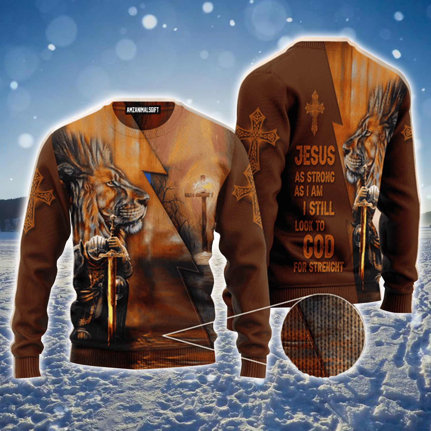 Lion Warrior As Strong As I Am Urly Sweater, Christmas Sweater For Men & Women - Perfect Gift For New Year, Winter, Christmas