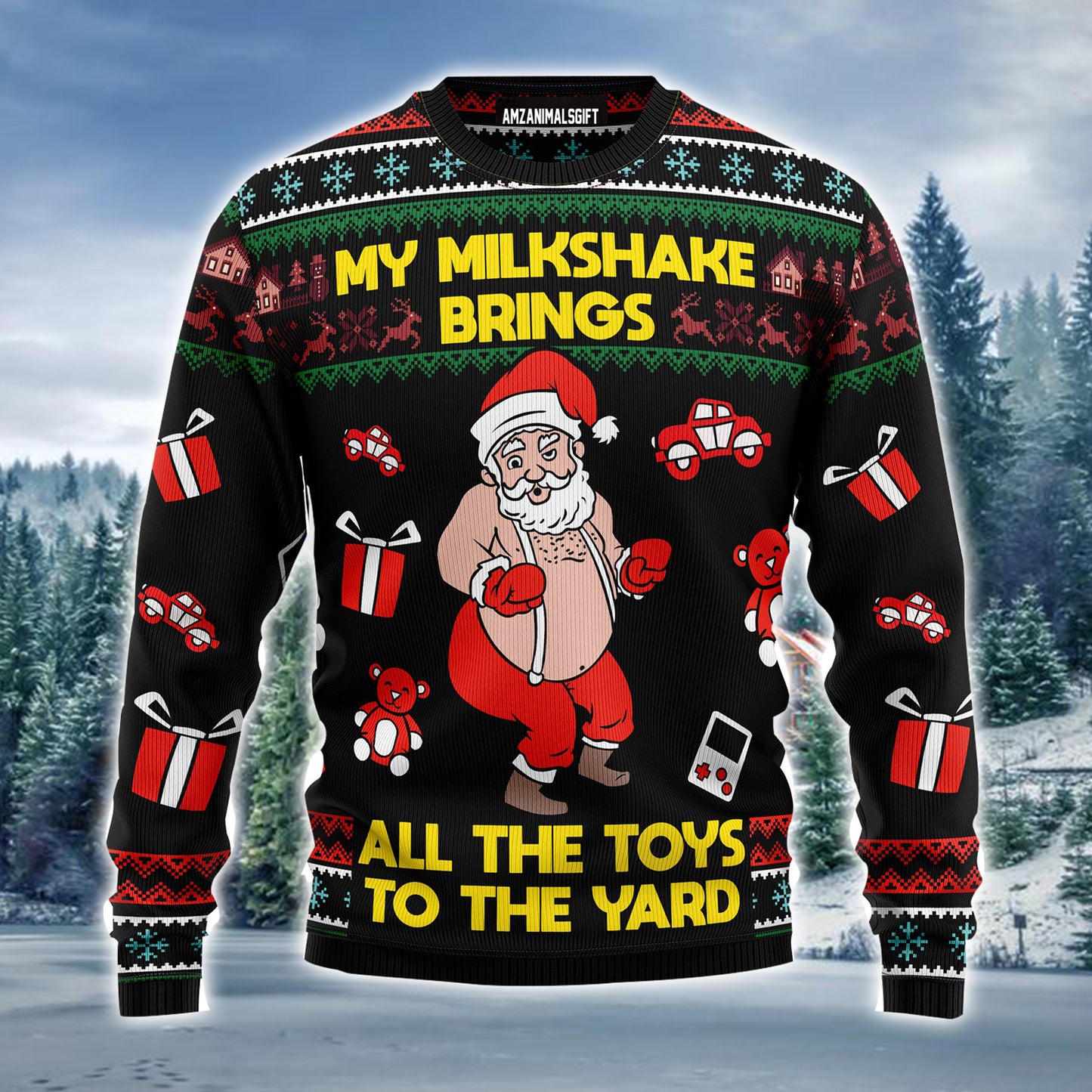 Santa Claus Ugly Christmas Sweater, Funny Claus My Milkshake Bring Christmas Ugly Sweater For Men & Women - Perfect Gift For Christmas, Friends