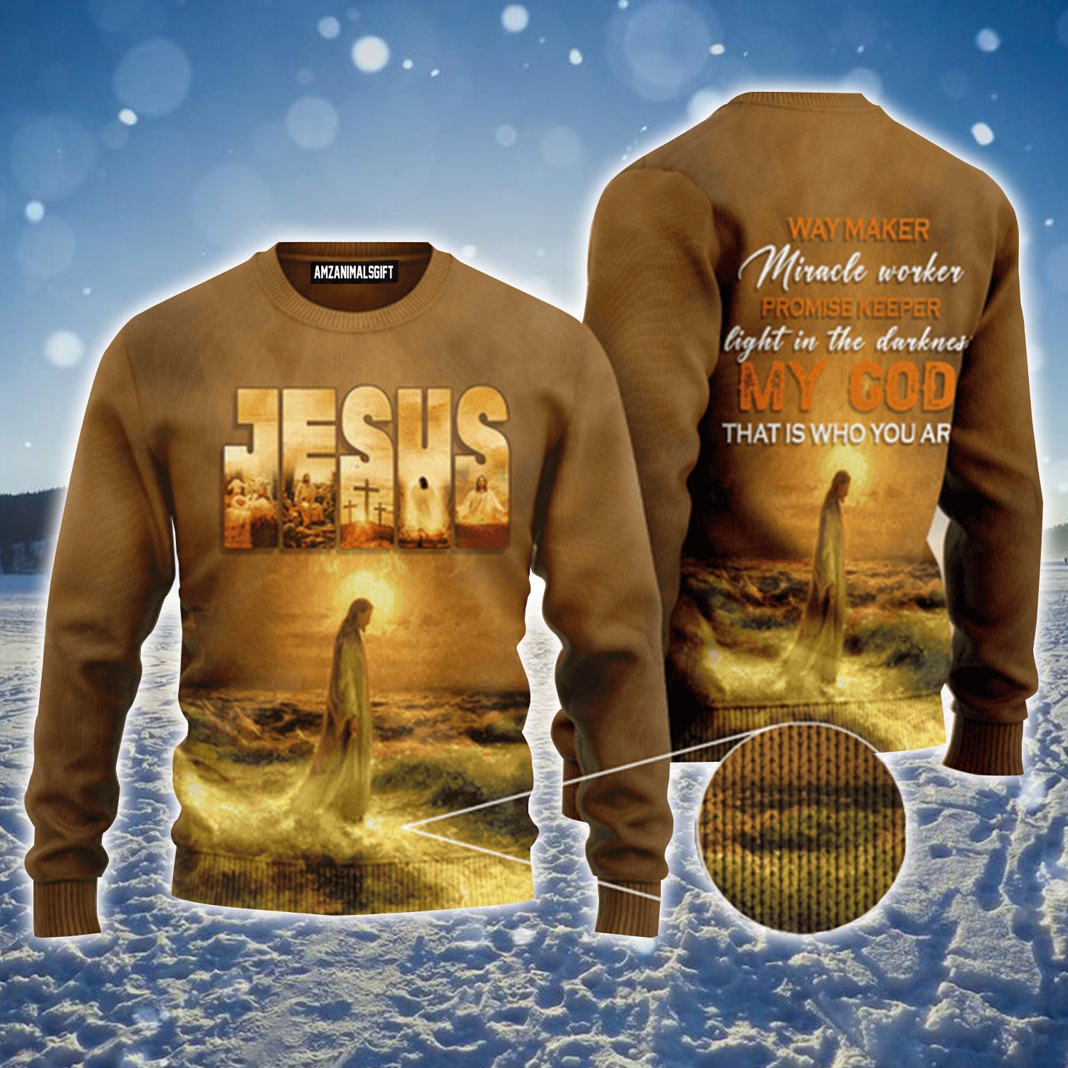 Jesus Art Way Maker Miracle Worker Urly Sweater, Christmas Sweater For Men & Women - Perfect Gift For New Year, Winter, Christmas